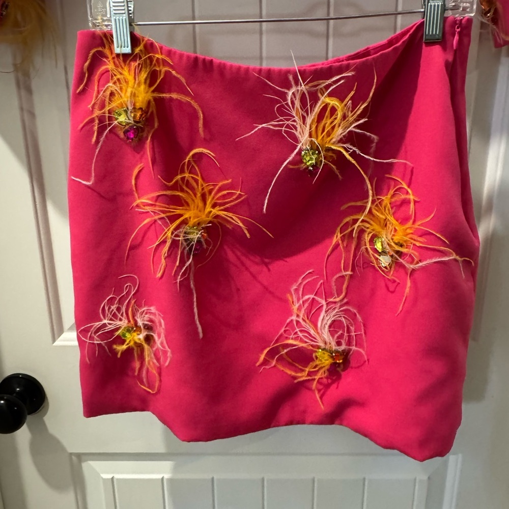 Y2K Nasty Gal Pink Skirt Set with Yellow Embellishments - Picture 4 of 8